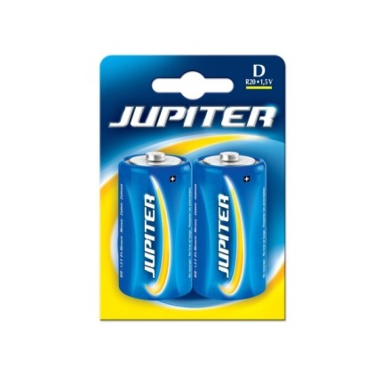Confezione da 2 batterie saline Jupiter D R20 - Batterie saline per dispositivi a basso consumo