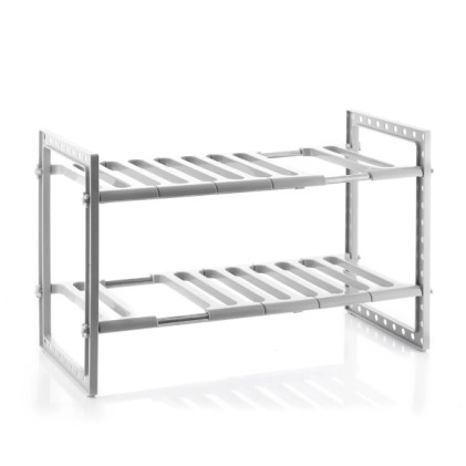 Innovagoods Shibblek Mensola estensibile per lavello - Supporta fino a 8 kg - Acciaio inossidabile - Multifunzionale - Regolabile in altezza - Facile da pulire - 37,5-66,5x38x28 cm - Grigio