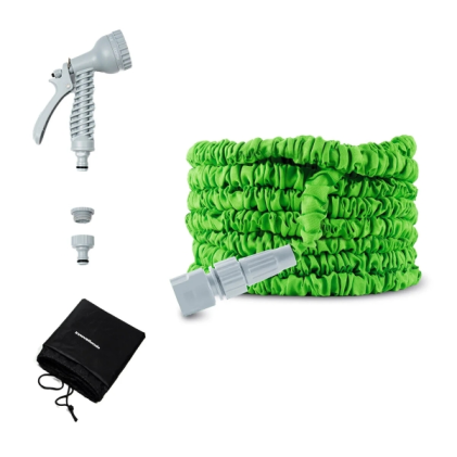 Tubo da giardino estensibile Innovagoods Hoostend da 15 m - Pressione fino a 8 bar - Accessori inclusi - Verde e grigio