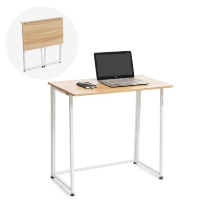 Scrivania pieghevole Innovagoods Dolenkaf - Supporta fino a 50 kg - Facile da trasportare e riporre - Facile da pulire - 80x75x45 cm - Marrone e bianco