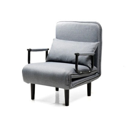 Divano letto singolo 4 in 1 Softfa di Innovagoods - Supporta fino a 150 kg - Schienale reclinabile - Pieghevole - Multifunzionale - Piedini antiscivolo - Include cuscino - 64x80x68 cm - Grigio e nero