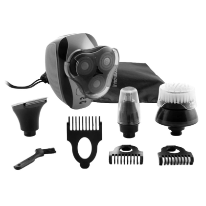 Rasoio Innovagoods Shavestyler 5 in 1 - Autonomia della batteria: 45 minuti - Batteria da 600 mAh - Impermeabile IPX7 - Ricaricabile - Acciaio inossidabile - Multifunzionale - Include testine di rifinitura e pettini guida - 6x9x8 cm - Nero