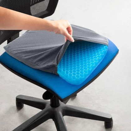 Cuscino in gel a nido d'ape Hexafresh di Innovagoods - Antiscivolo - Rinfrescante - Fodera rimovibile per la pulizia - 39x37x3cm - Blu