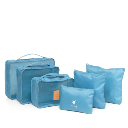 Innovagoods Luggan Confezione da 6 organizer per valigie - Resistenti all'acqua - Con cerniera - Varie misure - Blu