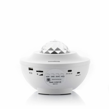 Proiettore di stelle Innovagoods Sedlay con altoparlante - Bluetooth - Cavo da 145 cm - Luce LED - Timer - Antiscivolo - Spegnimento automatico - 17x12,5 cm - Bianco