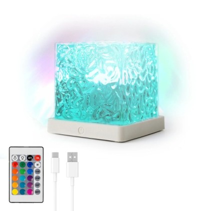 Proiettore di aurore boreali Boralamp di Innovagoods - Autonomia della batteria: 120 minuti - Cavo USB-C - Batteria da 1200 mAh - Luce LED RGB - Ricaricabile - Telecomando - Dimensioni: 11,3x11,3x11,3 cm - Grigio