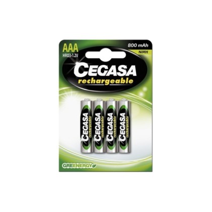 Confezione da 4 batterie ricaricabili Cegasa AAA HR03 da 800 mAh