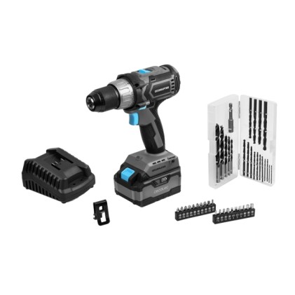 Trapano avvitatore ultra brushless Cecotec CecoRaptor Perfect Drill 4020 - Coppia 46 Nm - 2000 giri/min - Batteria 4 Ah 20 V - Luce LED - Accessori inclusi - Motore brushless - Nero e grigio