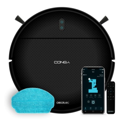 Cecotec Conga Animal Pro Robot Aspirapolvere 5 in 1 - Navigazione giroscopica - Bluetooth - Autonomia 120 min - Aspirazione fino a 2 kPa - Telecomando - Wi-Fi - Controllo tramite app - Colore nero