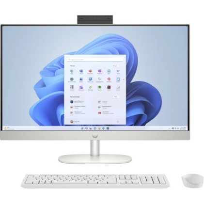 HP 27-CR0025NS All-in-One AMD Ryzen 3-7320U - 8GB DDR5 - SSD da 512GB - 27" - Windows 11 Home - Bianco + Tastiera QWERTY (ES) e mouse