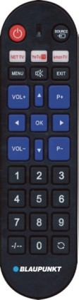 Telecomando universale Blaupunkt per LG, Samsung, Sony, Philips e Panasonic - Preconfigurato - Tasti grandi - Controllo a infrarossi - Nero