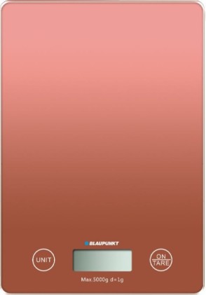 Bilancia da cucina digitale Blaupunkt da 5 kg con piattaforma in vetro - Display LCD - Funzione tara - Alta precisione 1 g - Spegnimento automatico e indicatori di sovraccarico/batteria scarica - Arancione