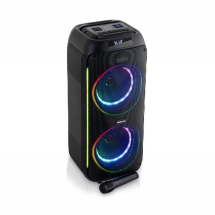Altoparlante karaoke wireless Daewoo - 40W - Bluetooth - Radio FM - Batteria da 2000mAh - Microfono integrato - MicroSD - Jack da 3,5 mm - USB - Luce LED RGB - Ricaricabile - Nero