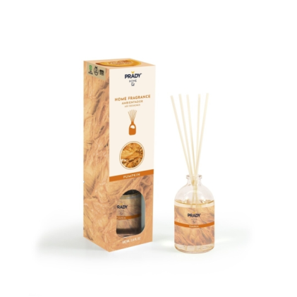 Deodorante per ambienti Prady Pumpkin Mikado - Flacone in vetro da 100 ml e bastoncini diffusori