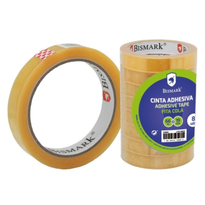 Nastro adesivo trasparente Bismark 19 mm x 66 m - Realizzato in polipropilene - Trasparente