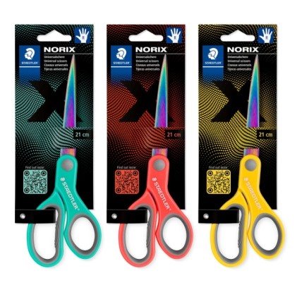 Forbici scolastiche Staedtler Norix 965 da 21 cm - Lame in acciaio inossidabile con effetto titanio - Per destrorsi - Impugnatura ergonomica - Colori assortiti - 1 pezzo