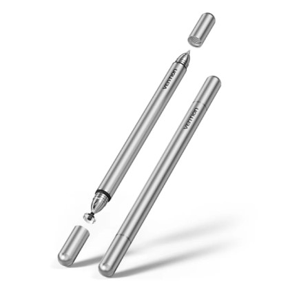 Penna digitale Vention 2 in 1 per tablet e smartphone - Magnetica - Alluminio - Doppia punta sostituibile - 8,9x146,5 mm - Grigio