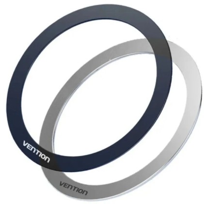 Confezione da 2 anelli di montaggio magnetici Vention - Universali - Adesivo biadesivo - Metallo ultrasottile - Grigio