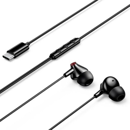 Cuffie in-ear Vention Echo Lite con cavo da 1,2 m - USB-C - Microfono integrato - Altoparlante da 12 mm - Nero
