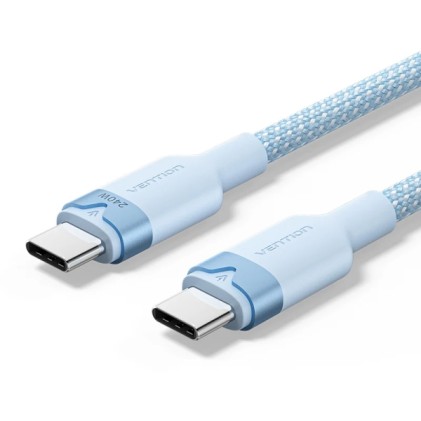 Cavo USB-C Vention - Potenza fino a 240W - Lunghezza 2m - Rivestimento in nylon intrecciato - Velocit&agrave; fino a 480Mbps - Blu