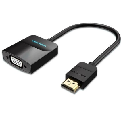 Cavo convertitore Vention da HDMI maschio a VGA femmina - Full HD - ARC - Porta audio da 3,5 mm - Lunghezza 0,15 m - Connettori placcati in oro - Nero