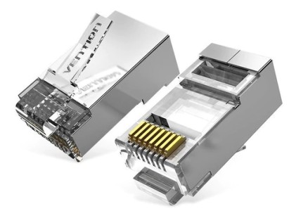 Confezione da 50 connettori RJ45 Vention - Cat.6a FTP - Contatti placcati in oro - Colore argento
