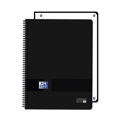Quaderno a spirale Oxford Live and Go - Formato A4+ - 80 fogli - Griglia 5x5 mm - Copertina in plastica - Digitalizzazione del testo con app - Nero