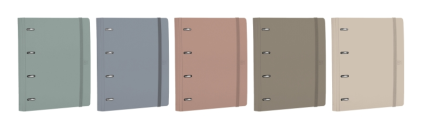 Raccoglitore ad anelli Oxford Europeanbinder Forest - Formato A4+ - Chiusura elastica - Include fogli di ricambio con griglia 5x5mm - Tasca interna - Dorso da 45mm - Colori assortiti