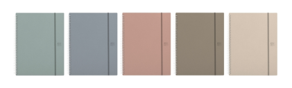 Raccoglitore a spirale Oxford Forest con 60 tasche - Chiusura elastica - Poliuretano espanso - Plastica riciclata - Colori neutri assortiti