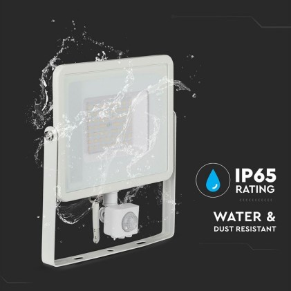 V-TAC PRO Faro LED Chip Samsung 50W con Sensore di Movimento e Crepuscolare e Interruttore Manuale di Bloccaggio Colore Bianco 4000K IP65