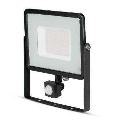 V-TAC PRO Faro LED Chip Samsung 50W con Sensore di Movimento e Crepuscolare e Interruttore Manuale di Bloccaggio Colore Nero 3000K IP65
