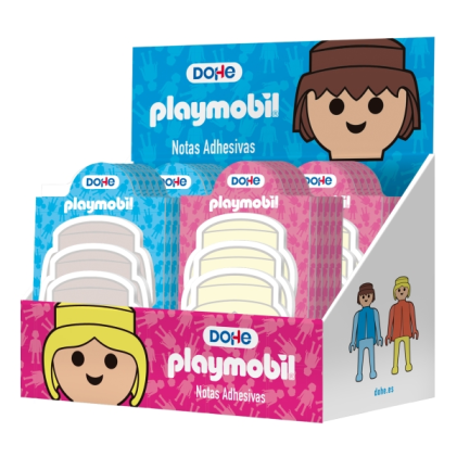 Espositore Playmobil Dohe con 32 blocchetti di 25 post-it ciascuno - Multisuperficie - Colori assortiti