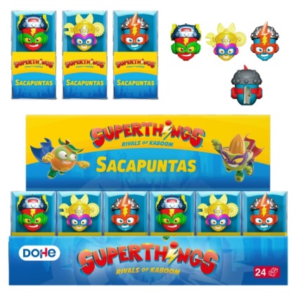 Espositore Dohe Superthings con 24 temperamatite - PVC - Lama in acciaio - Forme assortite