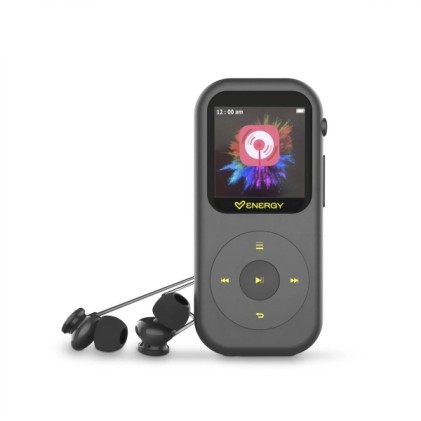 Lettore MP4 portatile Energy Systems - 16 GB - Bluetooth 5.3 - Schermo LCD IPS - Pulsanti a sfioramento - Radio FM - Registratore vocale con microfono integrato - Lettore MicroSD fino a 128 GB - Grigio