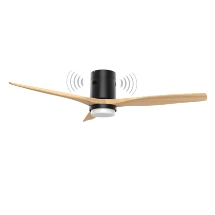 Ventilatore da soffitto Energy Systems SoundAir con altoparlante e luce - Motore DC - Altoparlante da 5W - Modalit&agrave; sonno e brezza - Luce LED da 1800lm con 3 impostazioni di temperatura - Telecomando - Colore nero/legno