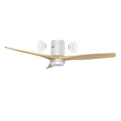 Ventilatore da soffitto con altoparlante e luce Energy Systems SoundAir - Motore DC - Altoparlante da 5W - Modalit&agrave; sonno e brezza - Luce LED da 1800lm con 3 temperature di colore - Telecomando - Bianco/Legno