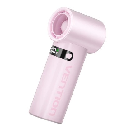 Ventilatore portatile Vention PBE - Velocit&agrave; massima 17000 giri/min - Livelli di velocit&agrave; regolabili da 1 a 100 - Batteria da 3000 mAh - Display a LED - Connessione USB-C - Leggero e compatto - Rosa
