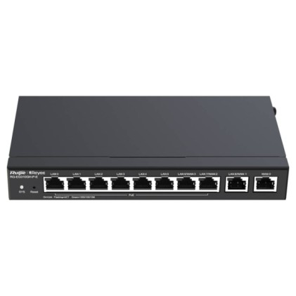 Router desktop Ruijie RG-EG310GH-PE - 10 porte - 8x PoE+ 110W - 1,5 Gbps - Supporta fino a 300 utenti - Gestione cloud - Nero