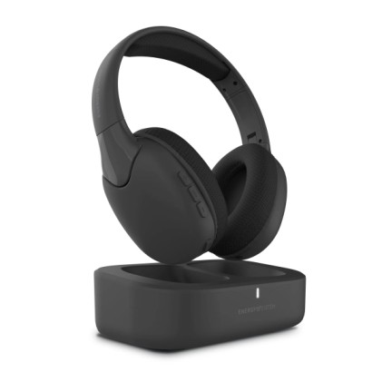 Cuffie SoundReel TV con sistema energetico - Connessione RF, Bluetooth, ottica e jack - Fino a 18 ore di autonomia - Compatibili con tutti i televisori - Nero