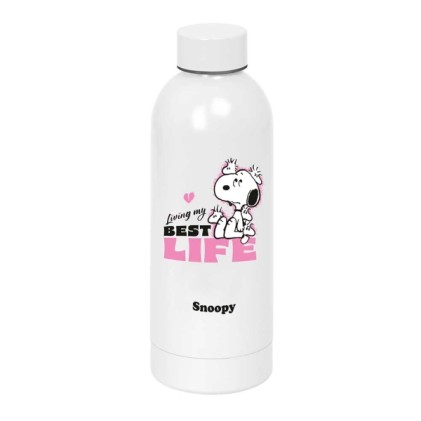Borraccia termica Safta Snoopy - Capacit&agrave; 500 ml - Chiusura ermetica - Acciaio inossidabile - Mantiene le bevande calde per 6 ore - Mantiene le bevande fredde per 12 ore - 7x22,5 cm - Rosa