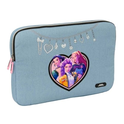 Custodia per laptop Safta K-Pop Demon Hunters Huntr/X per laptop fino a 15,6" - Interno imbottito - Doppia cerniera - 39,5x27,5x3,5 cm - Azzurro