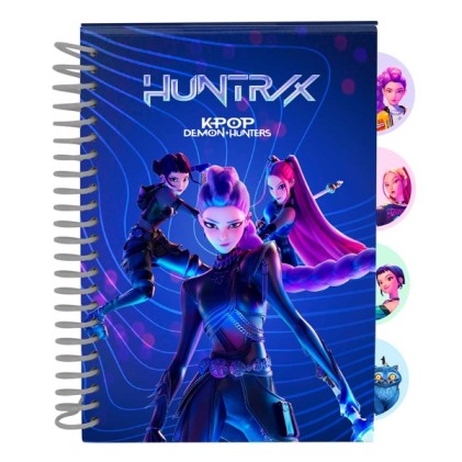 Quaderno Safta K-Pop Demon Hunters - Formato A5 - 80 fogli da 80 g/m2 - Rilegatura a spirale - Copertina rigida - 4 divisori interni - 14,8x2,1 cm - Blu navy