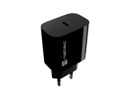 Caricabatterie da parete Natec Ribera 20W - 1xUSB-C - Ricarica rapida - Nero
