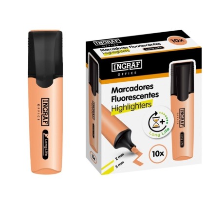 Pennarello fluorescente a lunga durata Ingraf - Punta a scalpello - Tratto da 2 a 5 mm - Inchiostro a base d'acqua - Arancione