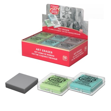 Espositore per gomme da cancellare ArtBerry di ErichKrause con 18 gomme - Struttura flessibile - Presentato in una scatola di plastica - Colori assortiti