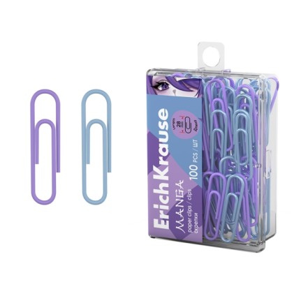 ErichKrause Confezione da 100 clip rivestite per manga - 28 mm - Scatola di plastica - Colori assortiti