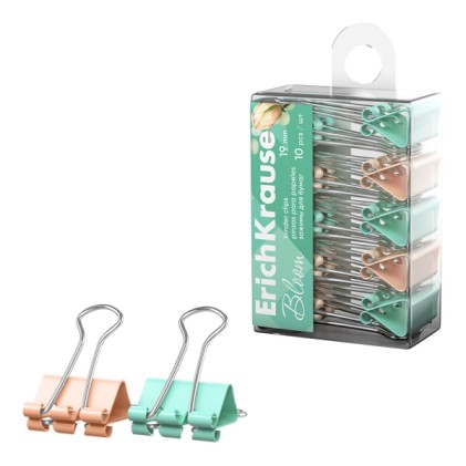 Confezione da 10 graffette ErichKrause Pastel Bloom - Larghezza 19 mm - Metallo - Contiene fino a 80 fogli - Colori assortiti