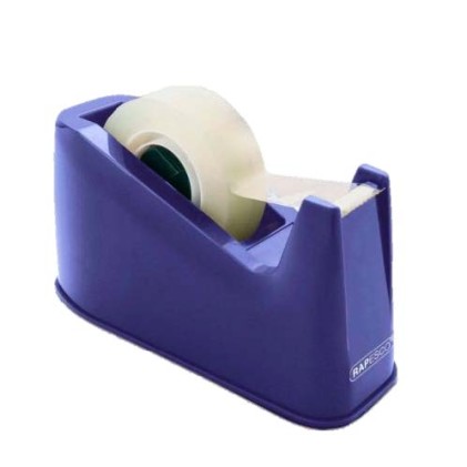 Porta rotolo di nastro adesivo Rapesco per nastro adesivo 19 mm x 66 m - Base in gomma antiscivolo - Nastro non incluso - Blu