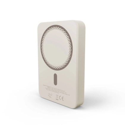 Power bank magnetico wireless Energy Systems da 10000 mAh - Ricarica wireless da 15 W, ricarica cablata da 20 W - Ricarica intelligente e veloce - Ricarica simultanea - Sensore NTC - USB-C - Colore crema