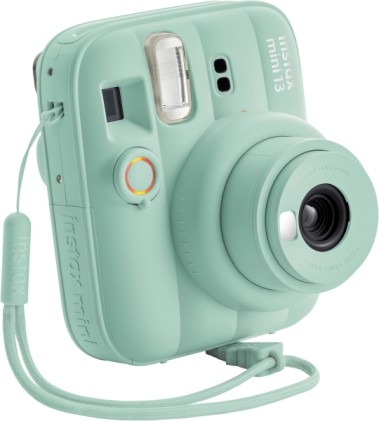 Fotocamera istantanea Fujifilm Instax Mini 13 Verde Laguna - Formato immagine 62x46 mm - Flash automatico - Esposizione automatica - Mini specchietto per selfie - Modalit&agrave; macro